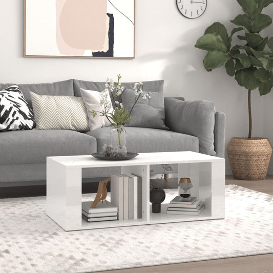 Sohvapöytä korkeakiilto valkoinen 100x50x36 cm tekninen puu - Sisustajankoti.fi
