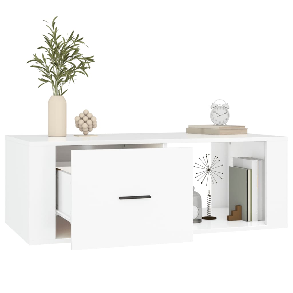 Sohvapöytä valkoinen 100x50,5x35 cm tekninen puu - Sisustajankoti.fi
