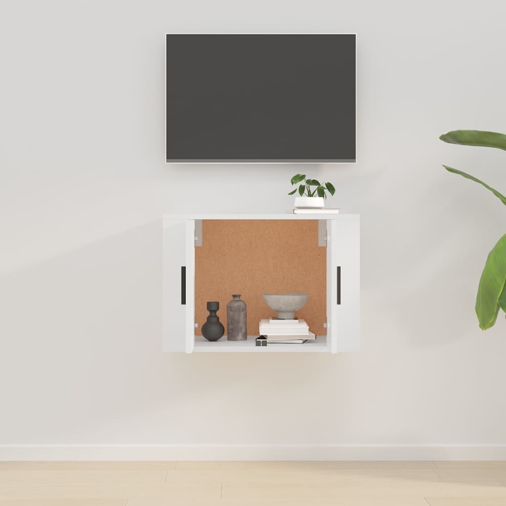 Seinäkiinnitettävä TV-taso korkeakiilto valkoinen 57x34,5x40 cm - Sisustajankoti.fi