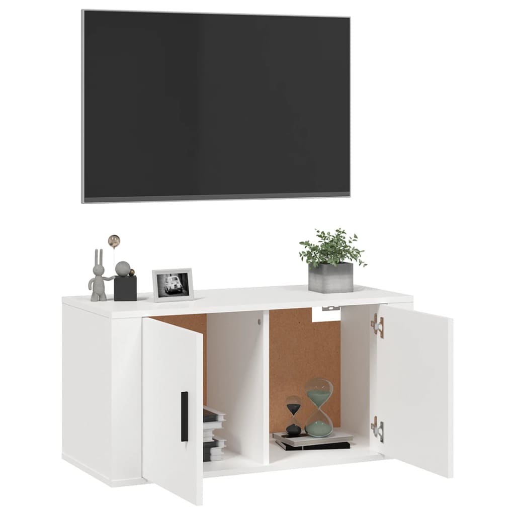 Seinäkiinnitettävä TV-taso valkoinen 80x34,5x40 cm - Sisustajankoti.fi