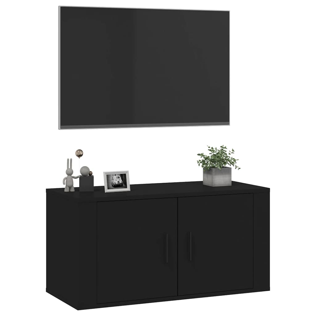 Seinäkiinnitettävä TV-taso musta 80x34,5x40 cm - Sisustajankoti.fi
