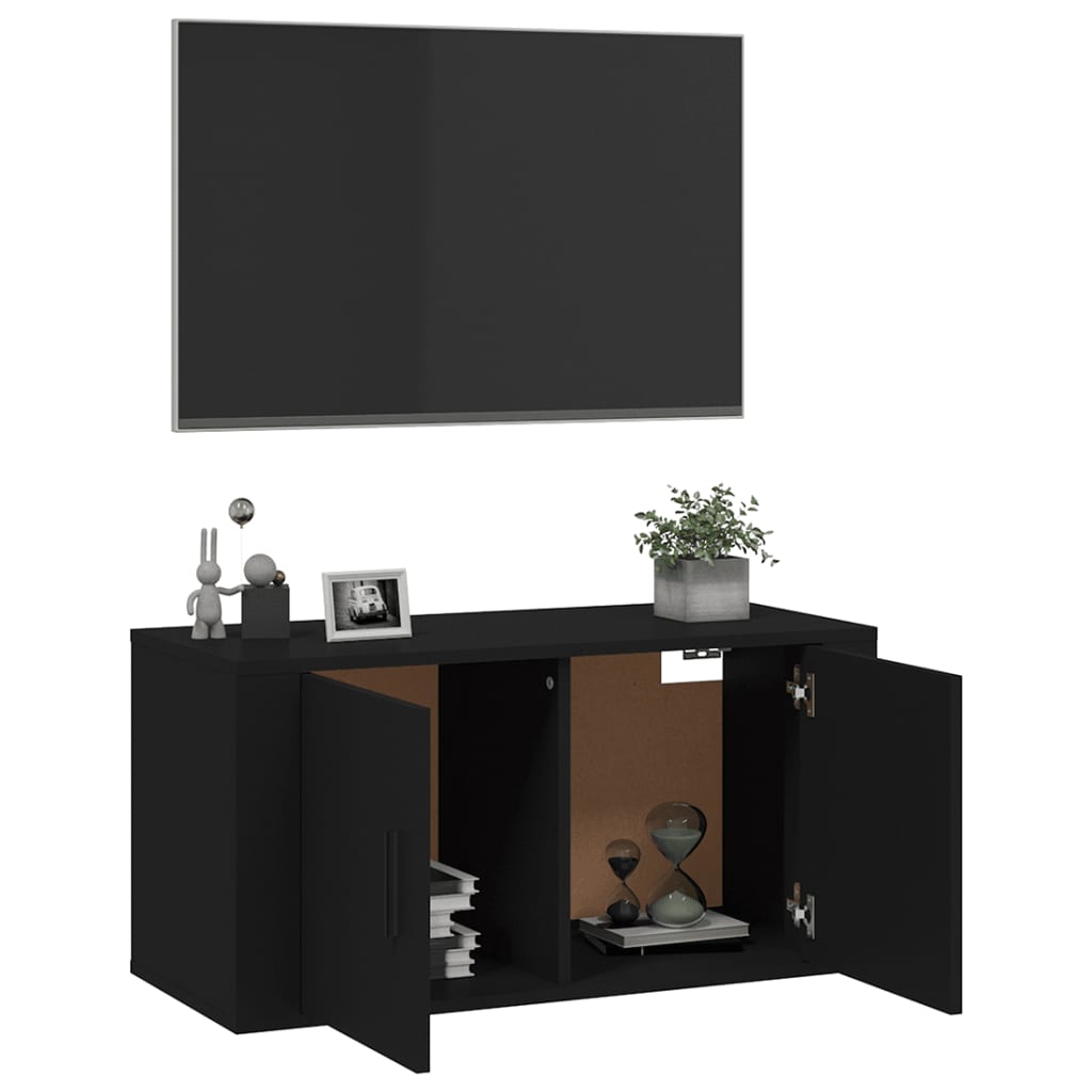 Seinäkiinnitettävä TV-taso musta 80x34,5x40 cm - Sisustajankoti.fi