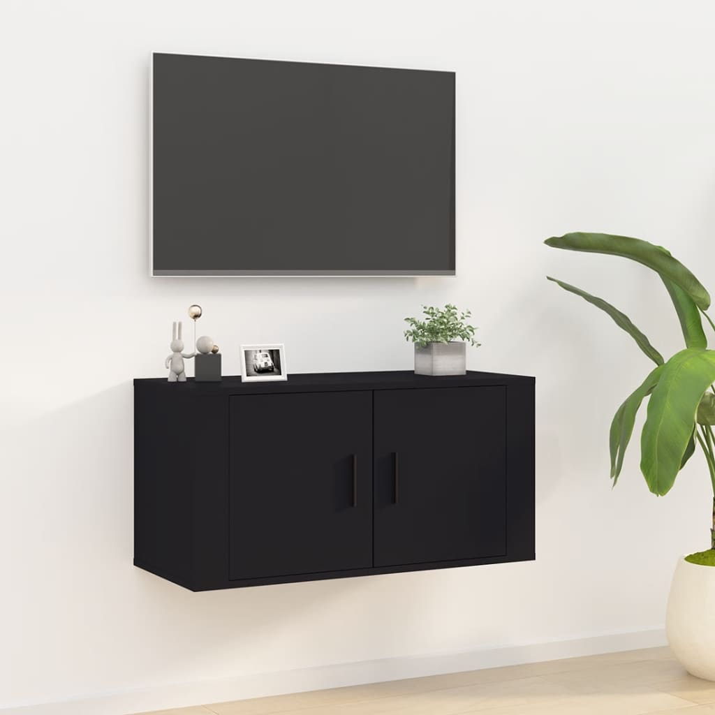 Seinäkiinnitettävä TV-taso musta 80x34,5x40 cm - Sisustajankoti.fi