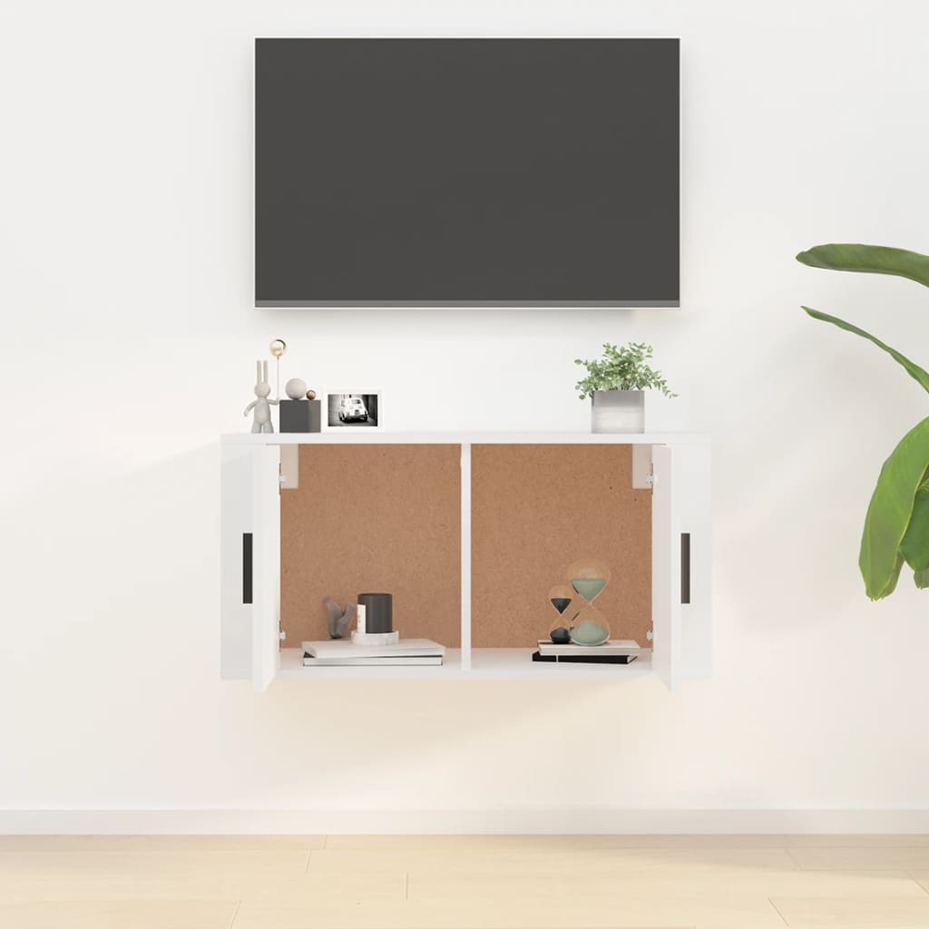 Seinäkiinnitettävä TV-taso korkeakiilto valkoinen 80x34,5x40 cm - Sisustajankoti.fi