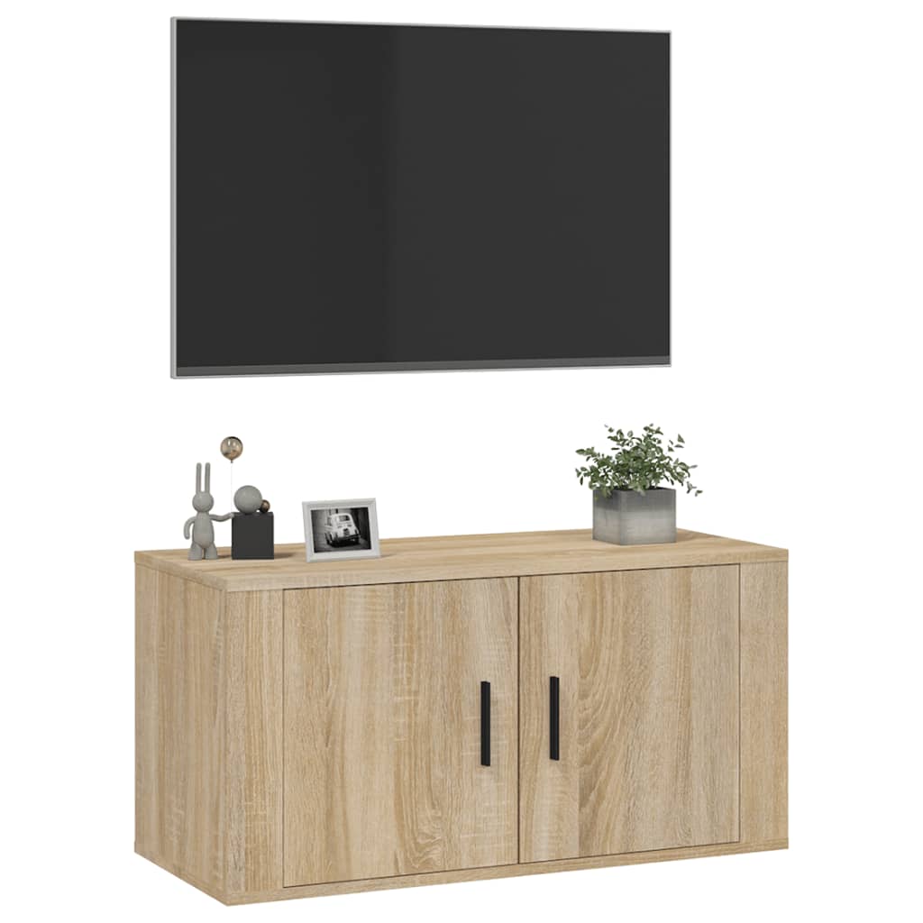 Seinäkiinnitettävä TV-taso Sonoma-tammi 80x34,5x40 cm - Sisustajankoti.fi