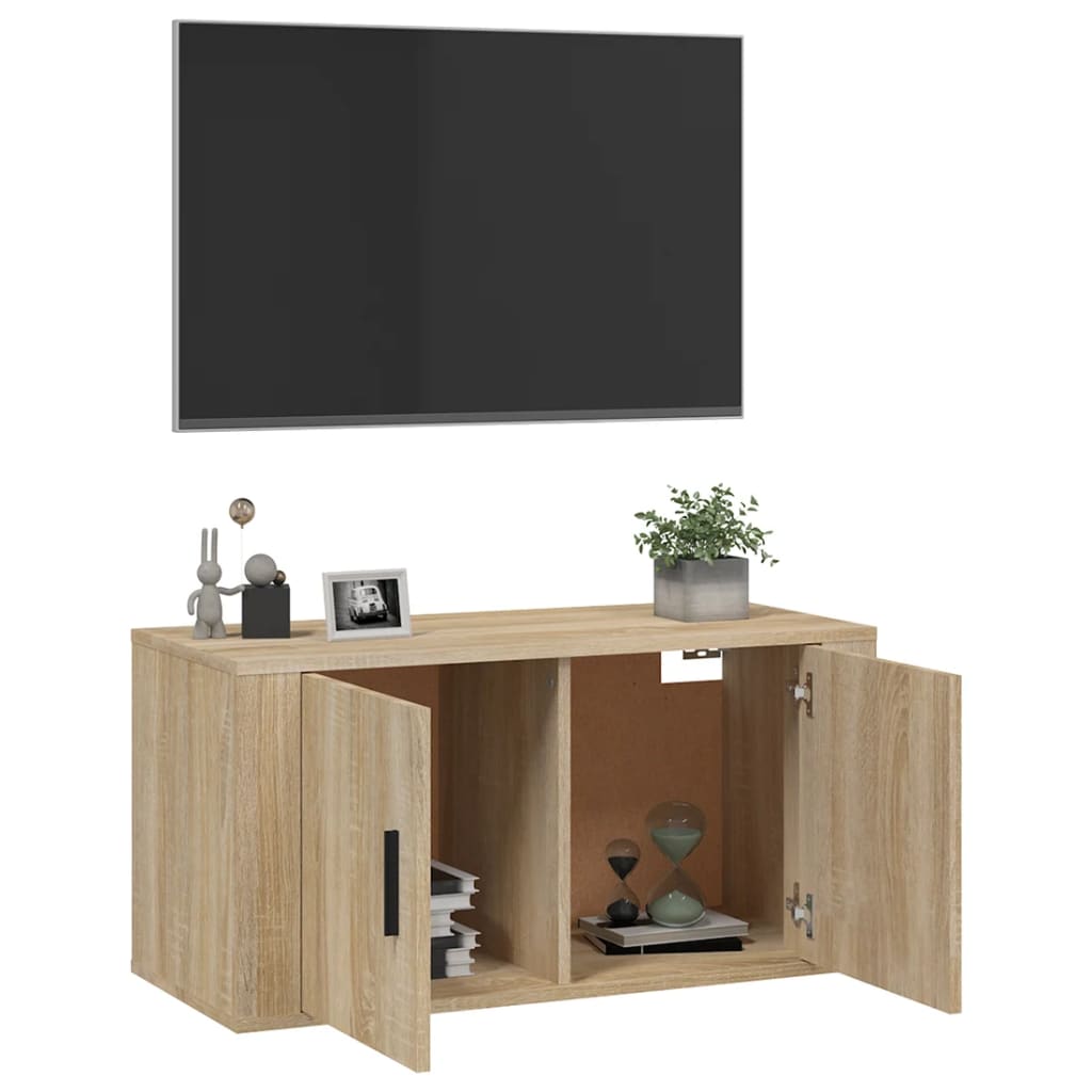 Seinäkiinnitettävä TV-taso Sonoma-tammi 80x34,5x40 cm - Sisustajankoti.fi