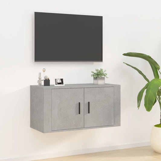 Seinäkiinnitettävä TV-taso betoninharmaa 80x34,5x40 cm - Sisustajankoti.fi