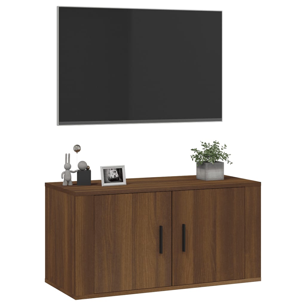 Seinäkiinnitettävä TV-taso ruskea tammi 80x34,5x40 cm - Sisustajankoti.fi