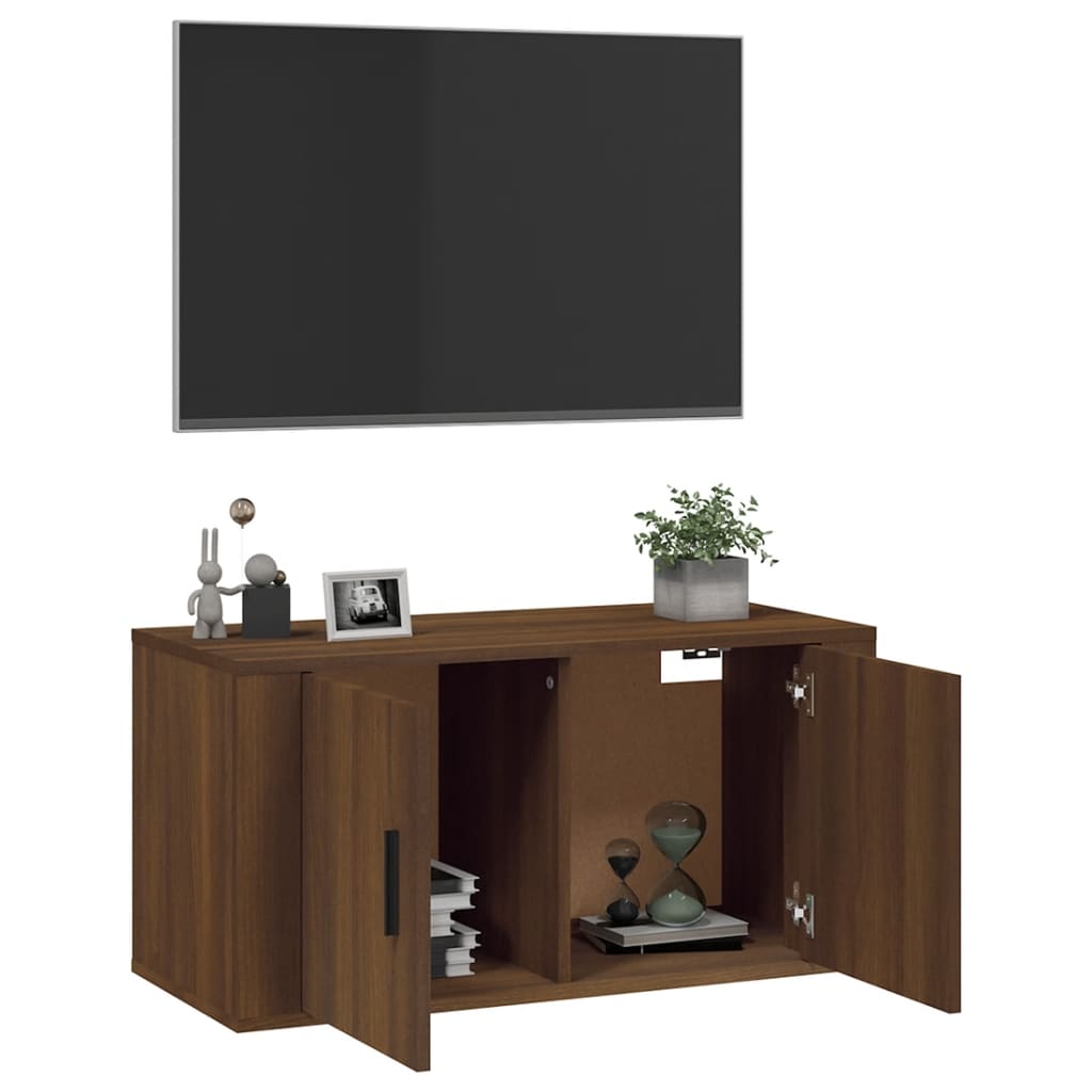 Seinäkiinnitettävä TV-taso ruskea tammi 80x34,5x40 cm - Sisustajankoti.fi