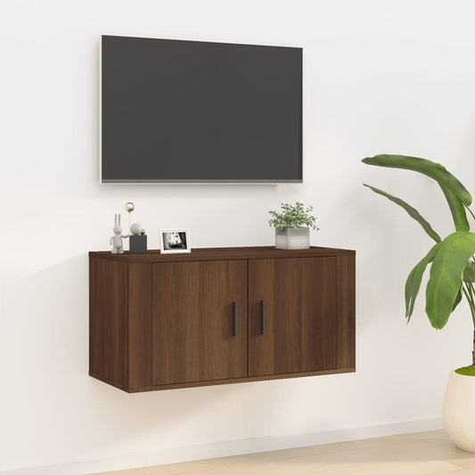 Seinäkiinnitettävä TV-taso ruskea tammi 80x34,5x40 cm - Sisustajankoti.fi