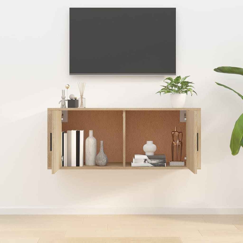 Seinäkiinnitettävä TV-taso Sonoma-tammi 100x34,5x40 cm - Sisustajankoti.fi