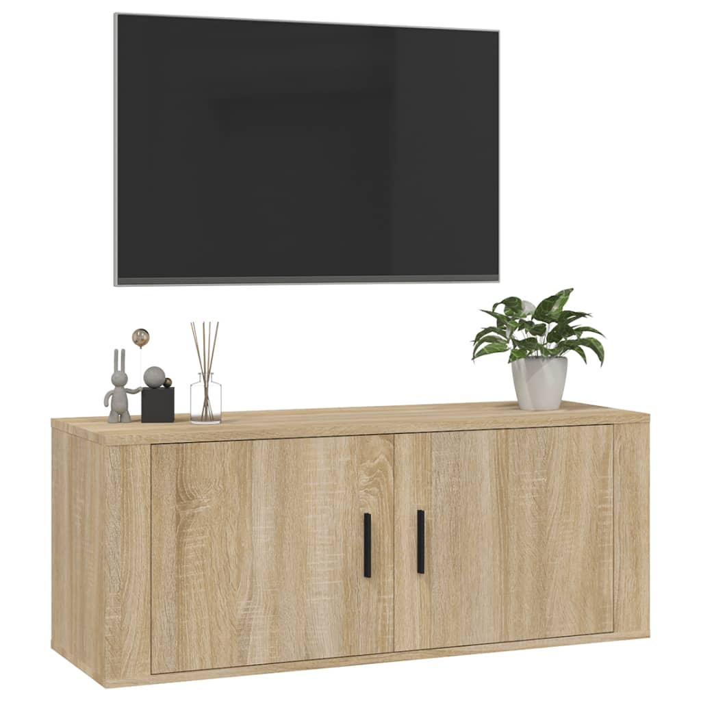 Seinäkiinnitettävä TV-taso Sonoma-tammi 100x34,5x40 cm - Sisustajankoti.fi