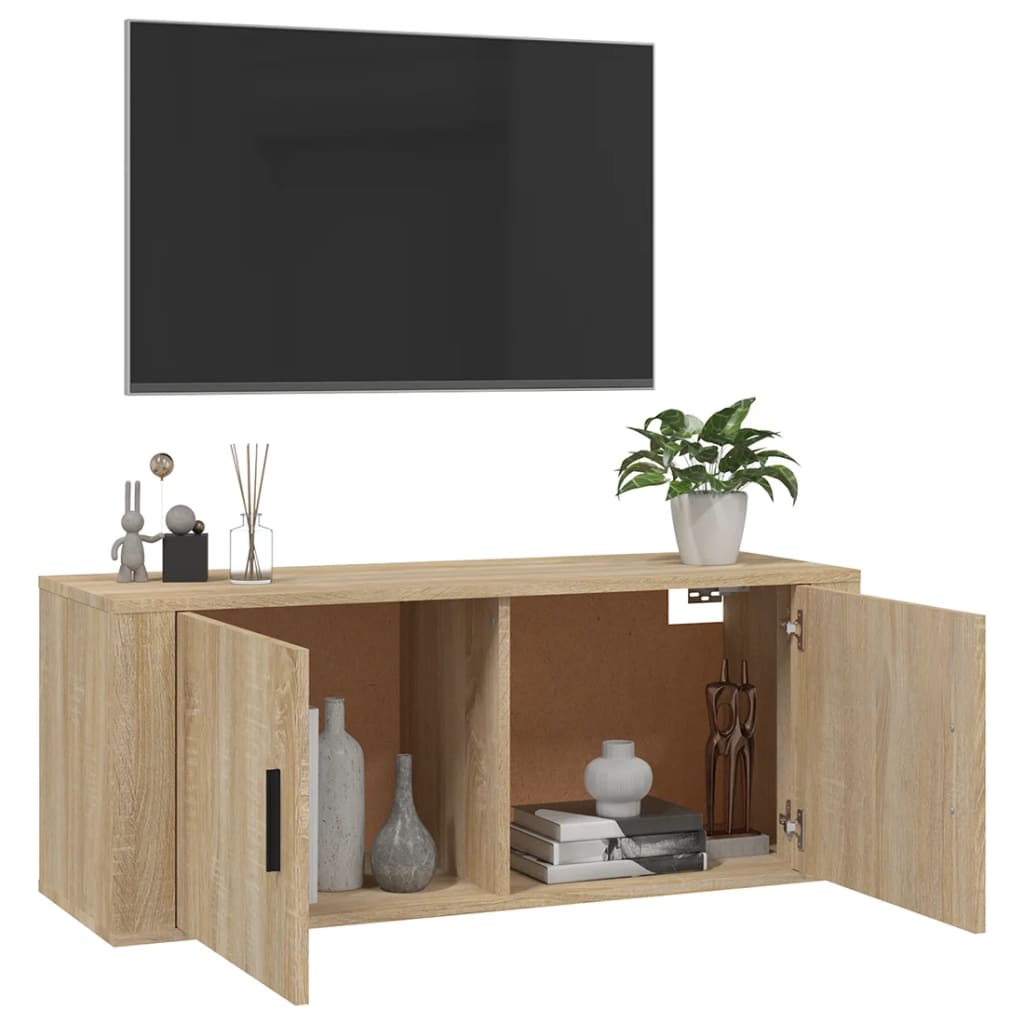 Seinäkiinnitettävä TV-taso Sonoma-tammi 100x34,5x40 cm - Sisustajankoti.fi