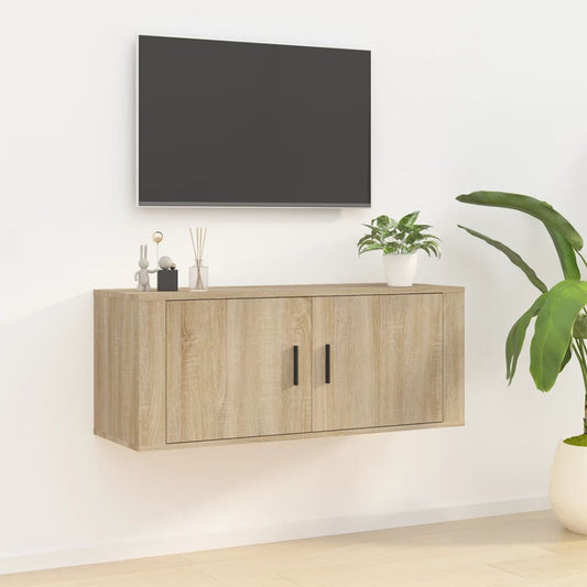 Seinäkiinnitettävä TV-taso Sonoma-tammi 100x34,5x40 cm - Sisustajankoti.fi