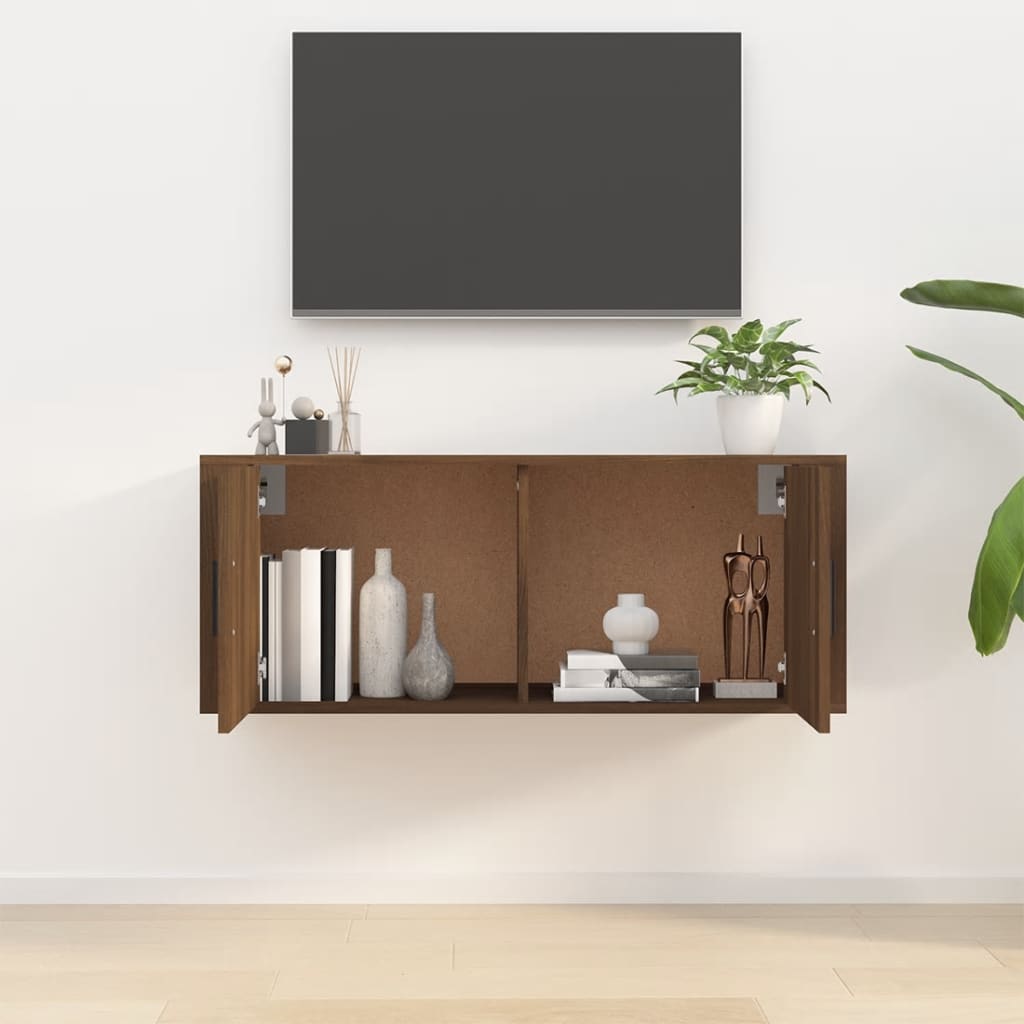 Seinäkiinnitettävä TV-taso ruskea tammi 100x34,5x40 cm - Sisustajankoti.fi