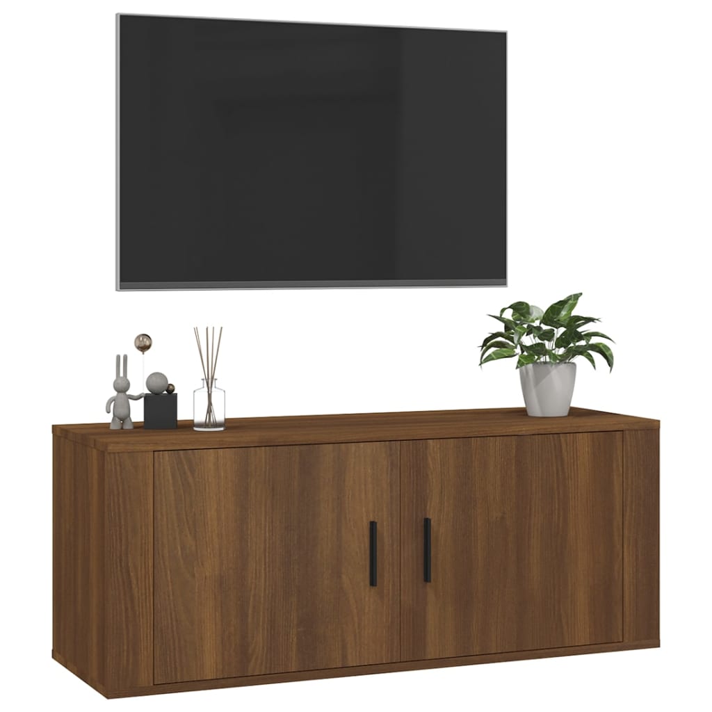 Seinäkiinnitettävä TV-taso ruskea tammi 100x34,5x40 cm - Sisustajankoti.fi