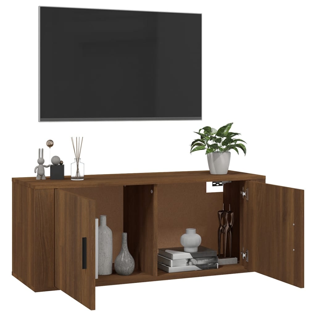 Seinäkiinnitettävä TV-taso ruskea tammi 100x34,5x40 cm - Sisustajankoti.fi