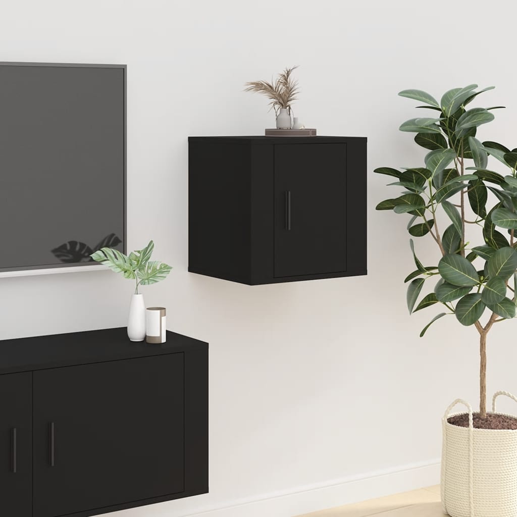 Seinäkiinnitettävät TV-tasot 2 kpl musta 40x34,5x40 cm - Sisustajankoti.fi