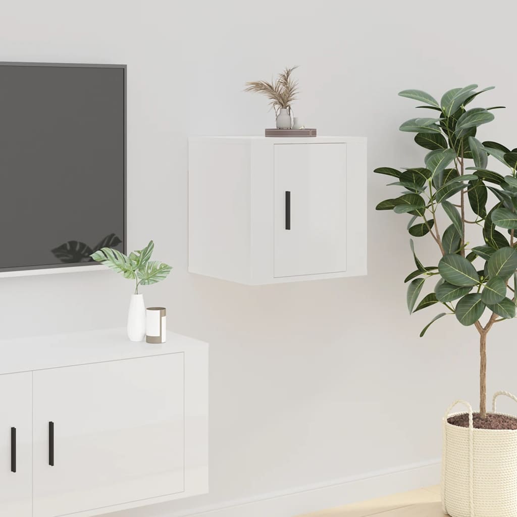 Seinäkiinnitettävät TV-tasot 2kpl kork.kiilto valk 40x34,5x40cm - Sisustajankoti.fi
