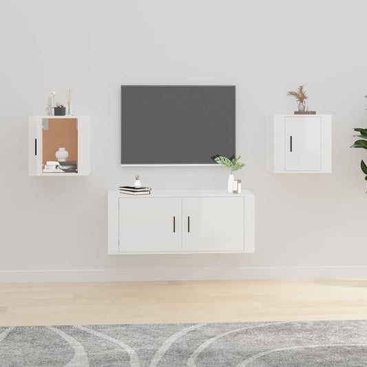Seinäkiinnitettävät TV-tasot 2kpl kork.kiilto valk 40x34,5x40cm - Sisustajankoti.fi