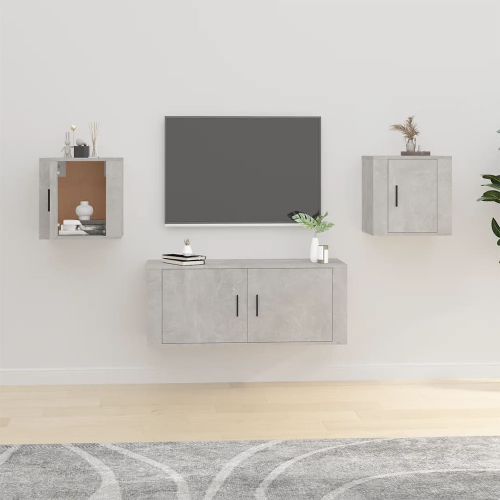 Seinäkiinnitettävät TV-tasot 2 kpl betoninharmaa 40x34,5x40 cm - Sisustajankoti.fi