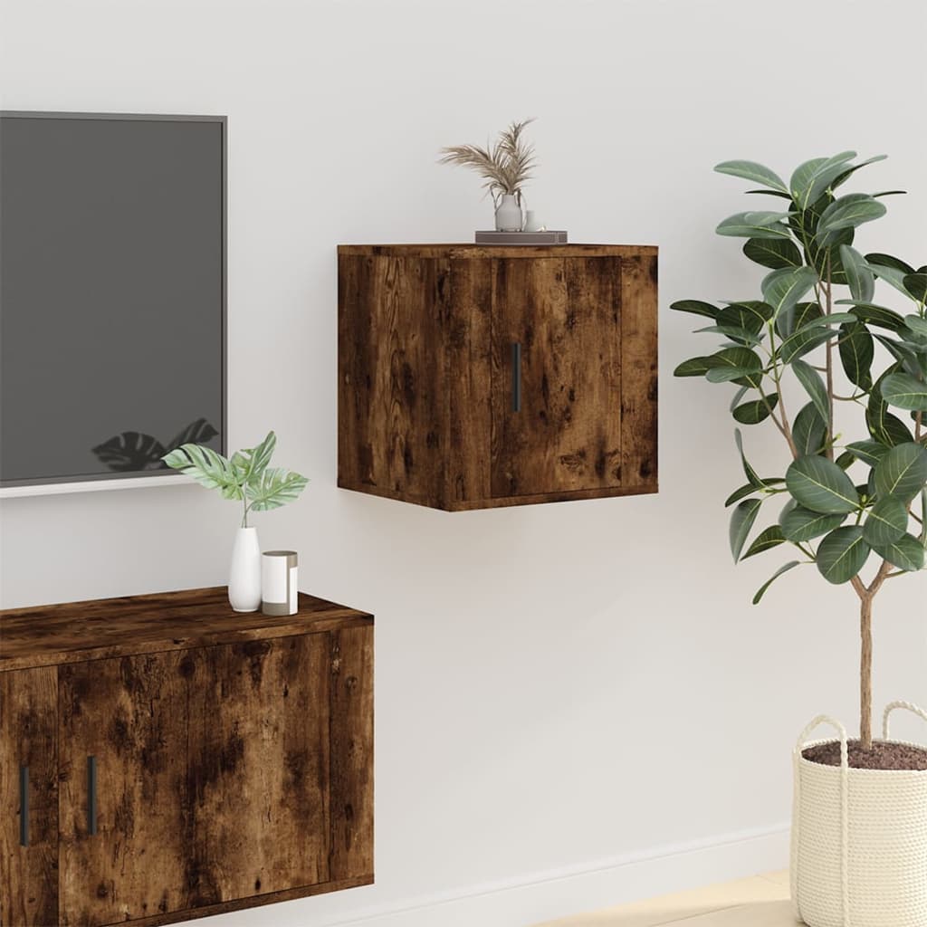 Seinäkiinnitettävät TV-tasot 2 kpl savutammi 40x34,5x40 cm - Sisustajankoti.fi