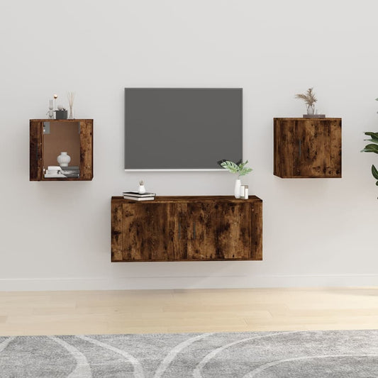 Seinäkiinnitettävät TV-tasot 2 kpl savutammi 40x34,5x40 cm - Sisustajankoti.fi