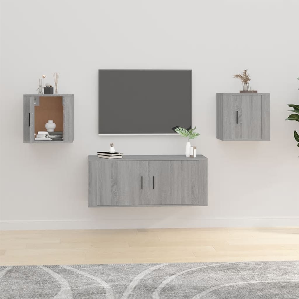 Seinäkiinnitettävät TV-tasot 2 kpl harmaa Sonoma 40x34,5x40 cm - Sisustajankoti.fi