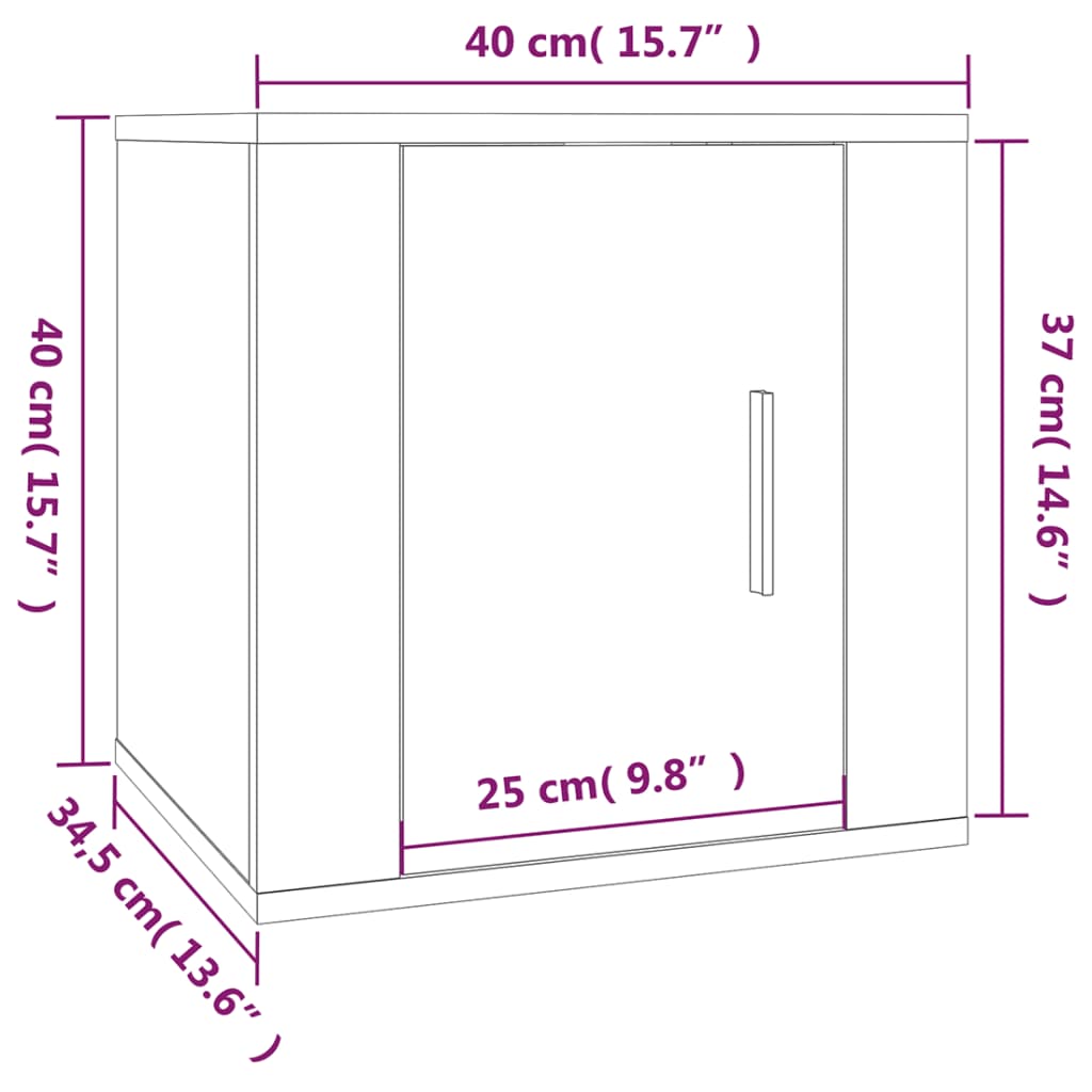 Seinäkiinnitettävät TV-tasot 2 kpl ruskea tammi 40x34,5x40 cm - Sisustajankoti.fi