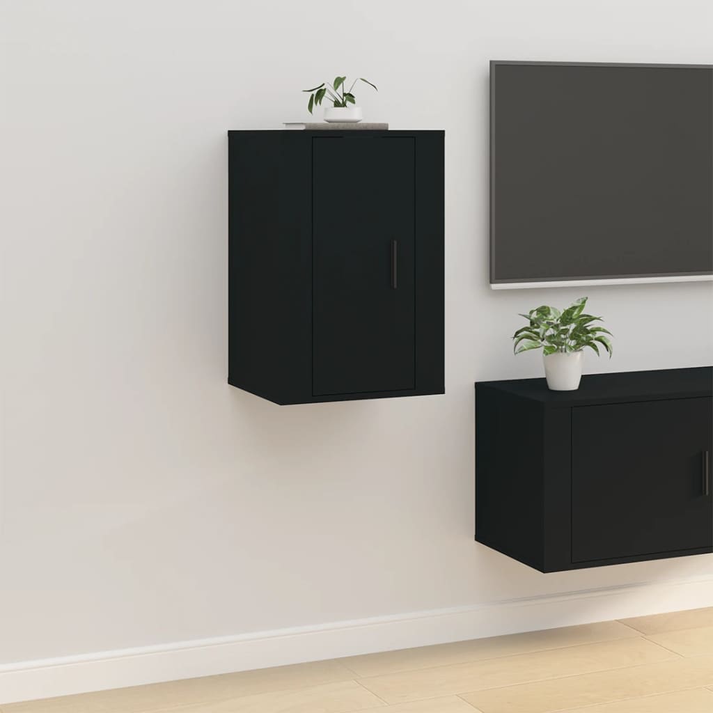 Seinäkiinnitettävät TV-tasot 2 kpl musta 40x34,5x60 cm - Sisustajankoti.fi