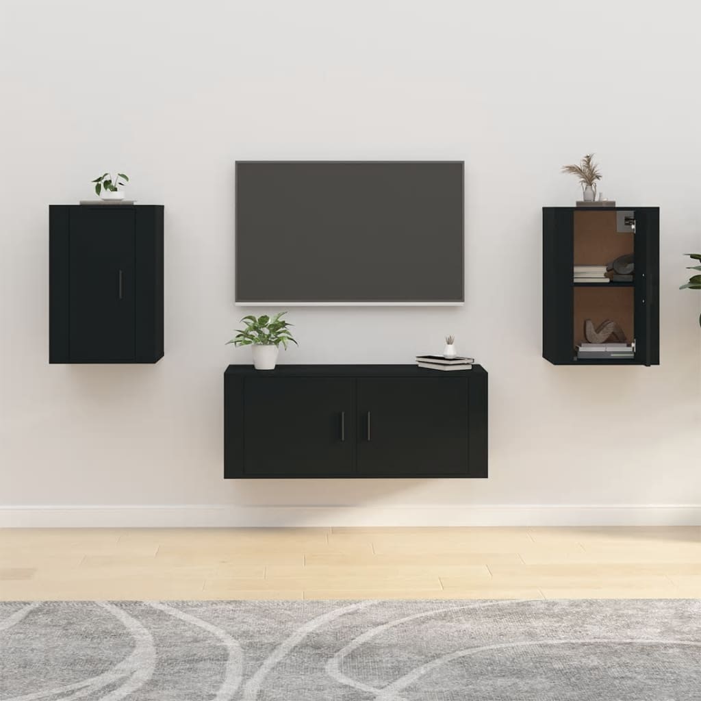 Seinäkiinnitettävät TV-tasot 2 kpl musta 40x34,5x60 cm - Sisustajankoti.fi