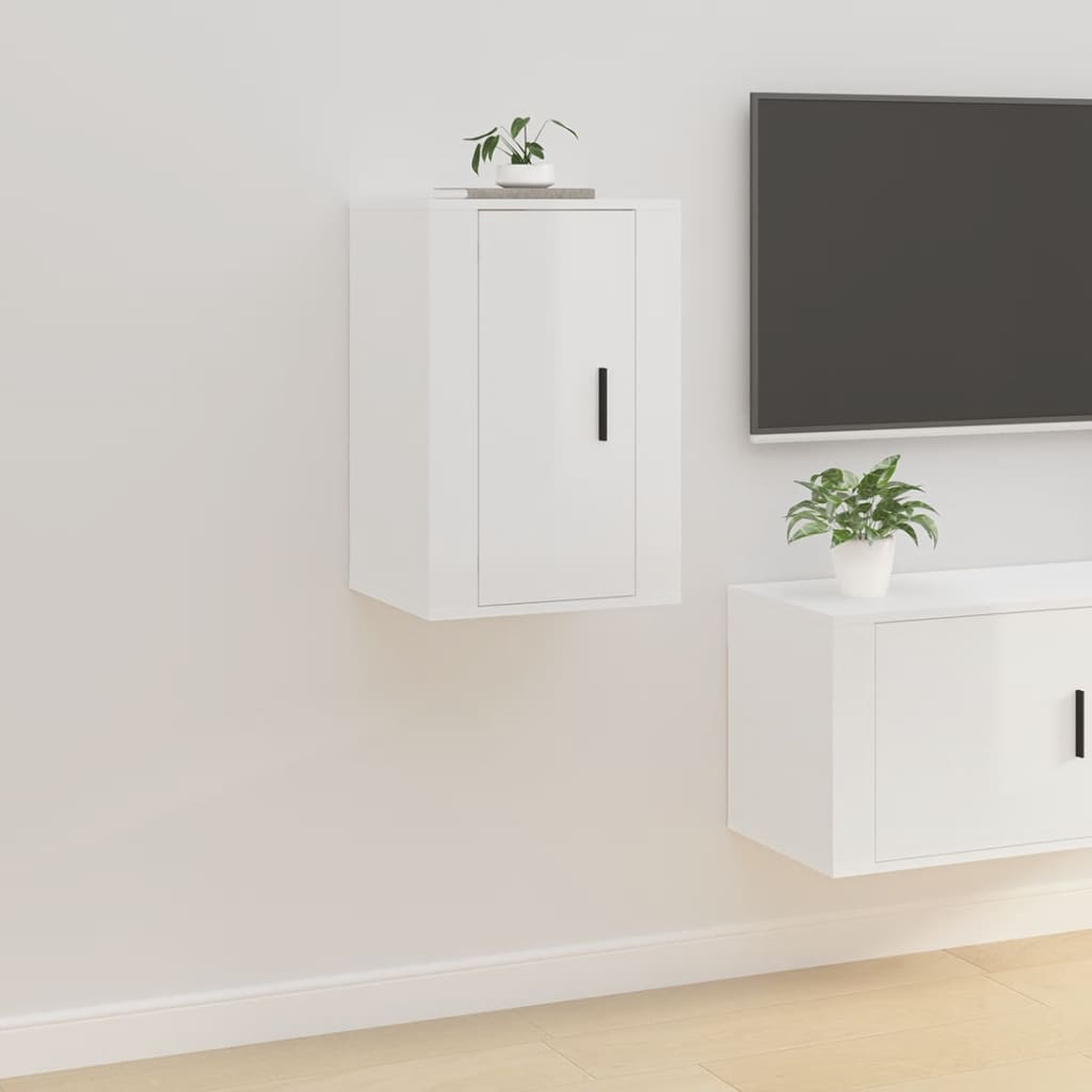 Seinäkiinnitettävät TV-tasot 2kpl kork.kiilto valk 40x34,5x60cm - Sisustajankoti.fi