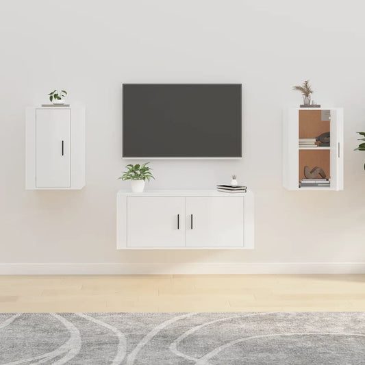 Seinäkiinnitettävät TV-tasot 2kpl kork.kiilto valk 40x34,5x60cm - Sisustajankoti.fi
