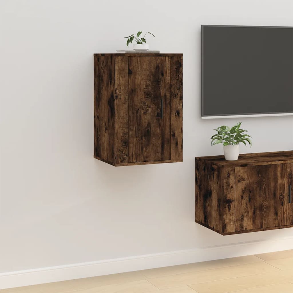 Seinäkiinnitettävät TV-tasot 2 kpl savutammi 40x34,5x60 cm - Sisustajankoti.fi