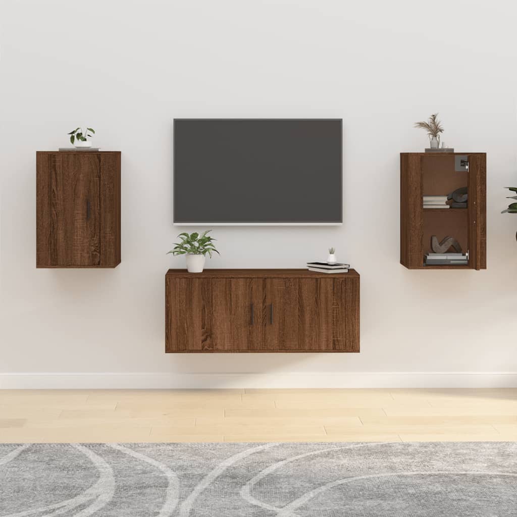 Seinäkiinnitettävät TV-tasot 2 kpl ruskea tammi 40x34,5x60 cm - Sisustajankoti.fi