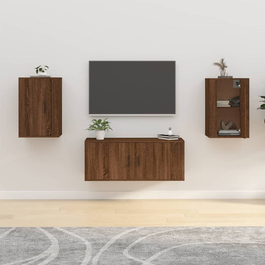 Seinäkiinnitettävät TV-tasot 2 kpl ruskea tammi 40x34,5x60 cm - Sisustajankoti.fi
