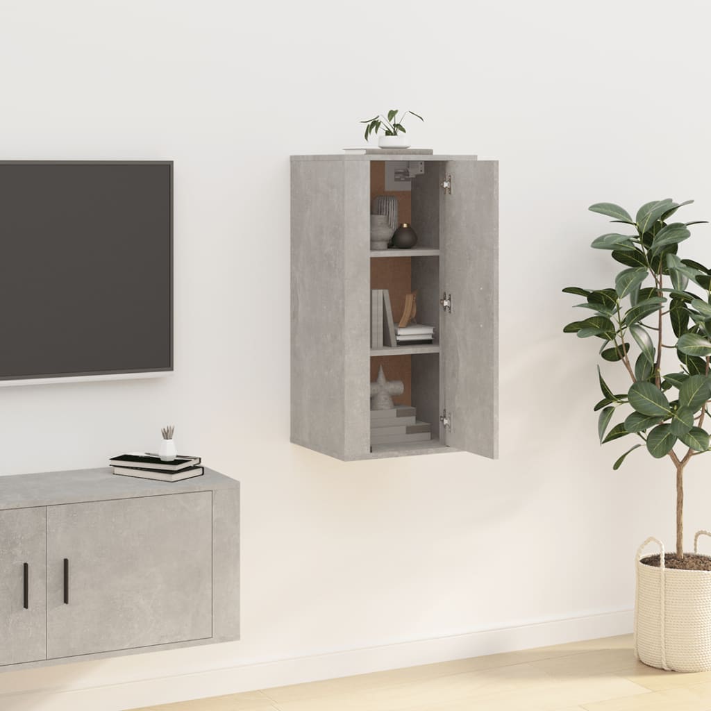 Seinäkiinnitettävä TV-taso betoninharmaa 40x34,5x80 cm - Sisustajankoti.fi