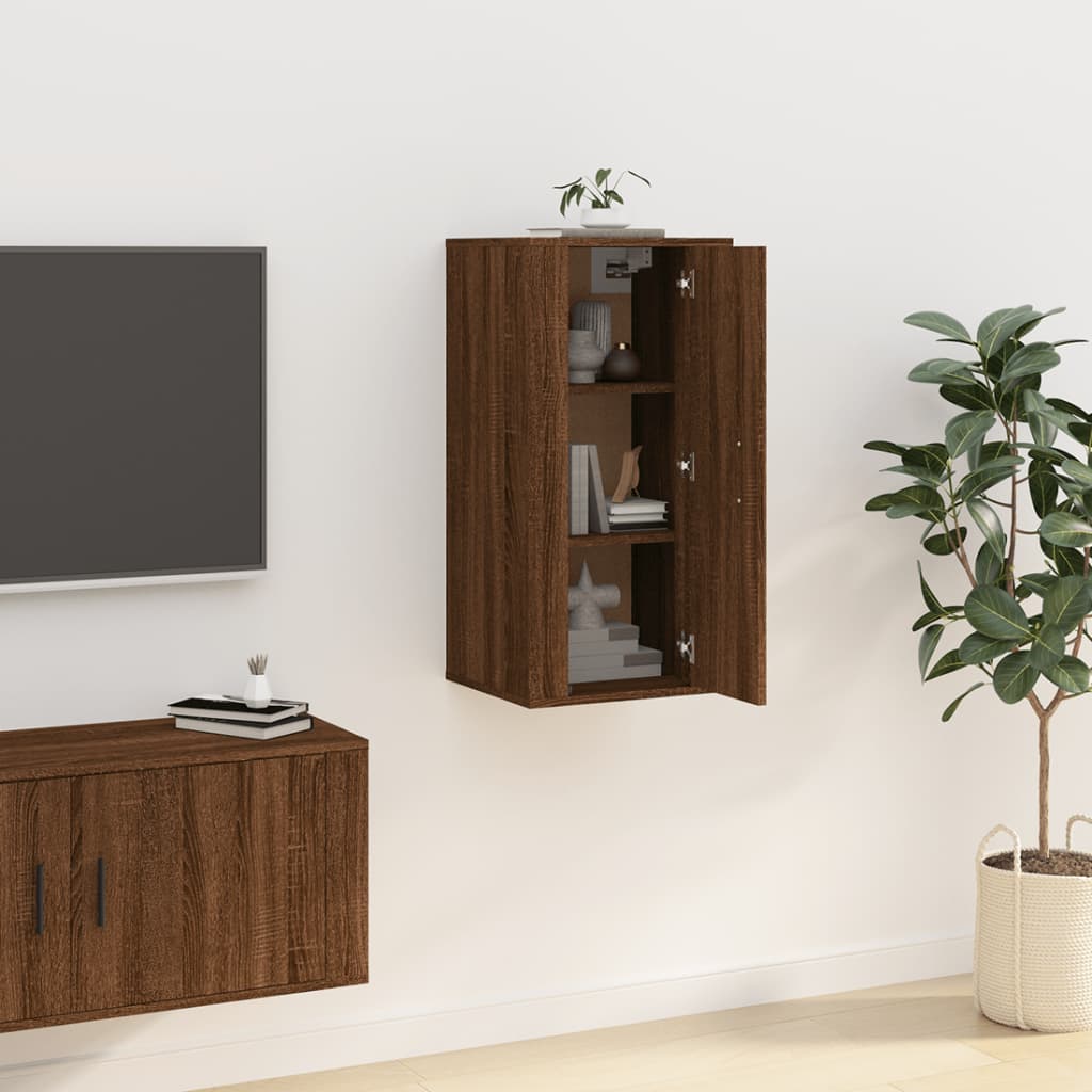 Seinäkiinnitettävä TV-taso ruskea tammi 40x34,5x80 cm - Sisustajankoti.fi