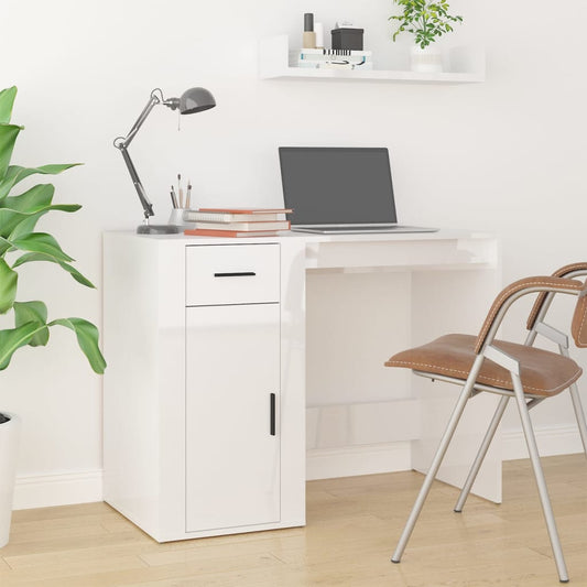 Työpöytä korkeakiilto valkoinen 100x49x75 cm tekninen puu - Sisustajankoti.fi