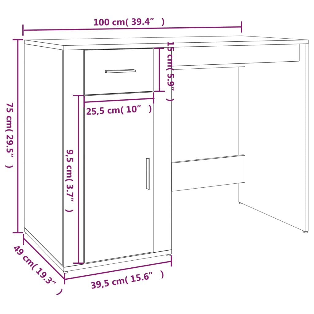 Työpöytä betoninharmaa 100x49x75 cm tekninen puu - Sisustajankoti.fi