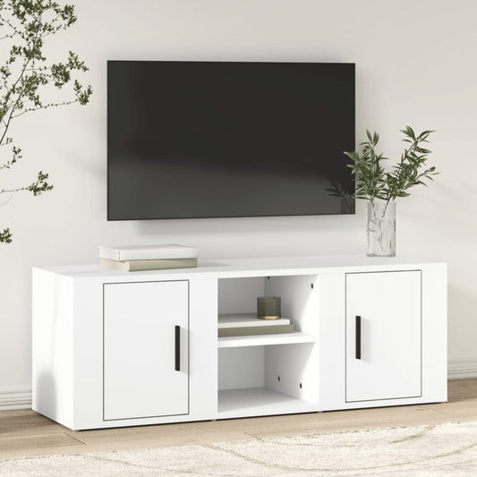 TV-taso valkoinen 100x31,5x35 cm tekninen puu - Sisustajankoti.fi