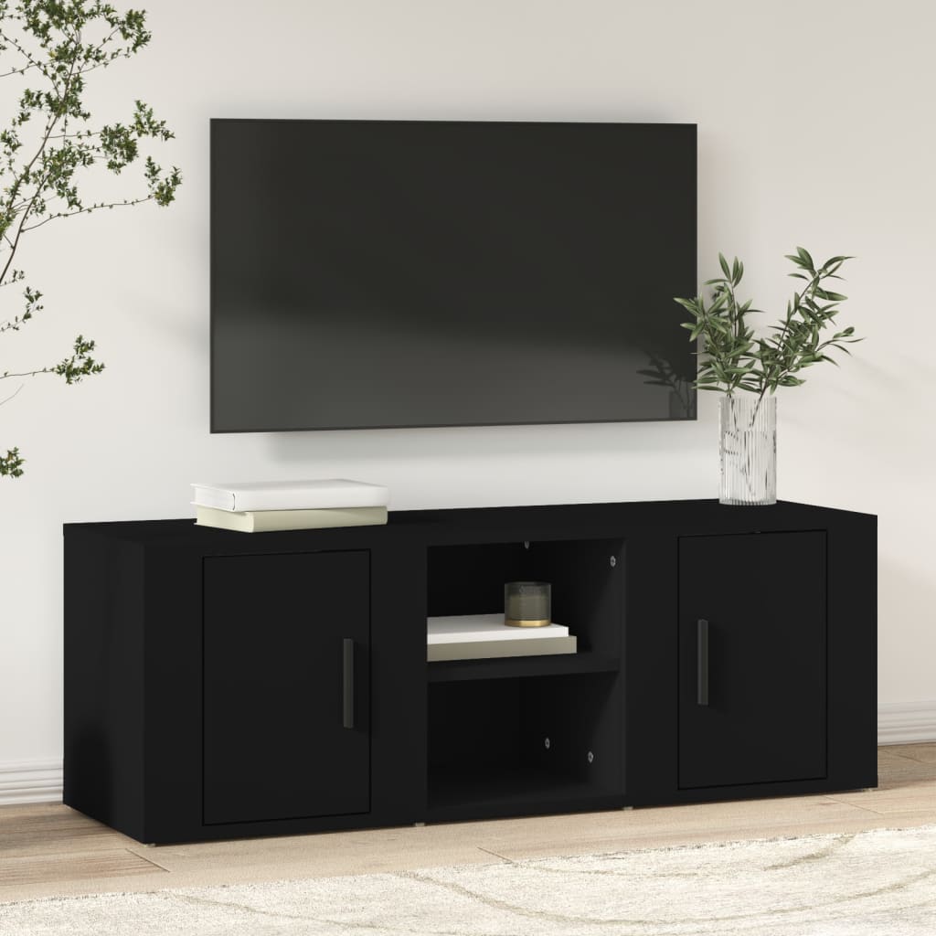TV-taso musta 100x31,5x35 cm tekninen puu - Sisustajankoti.fi