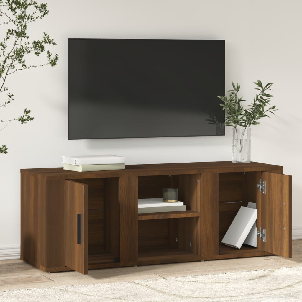 TV-taso ruskea tammi 100x31,5x35 cm tekninen puu - Sisustajankoti.fi