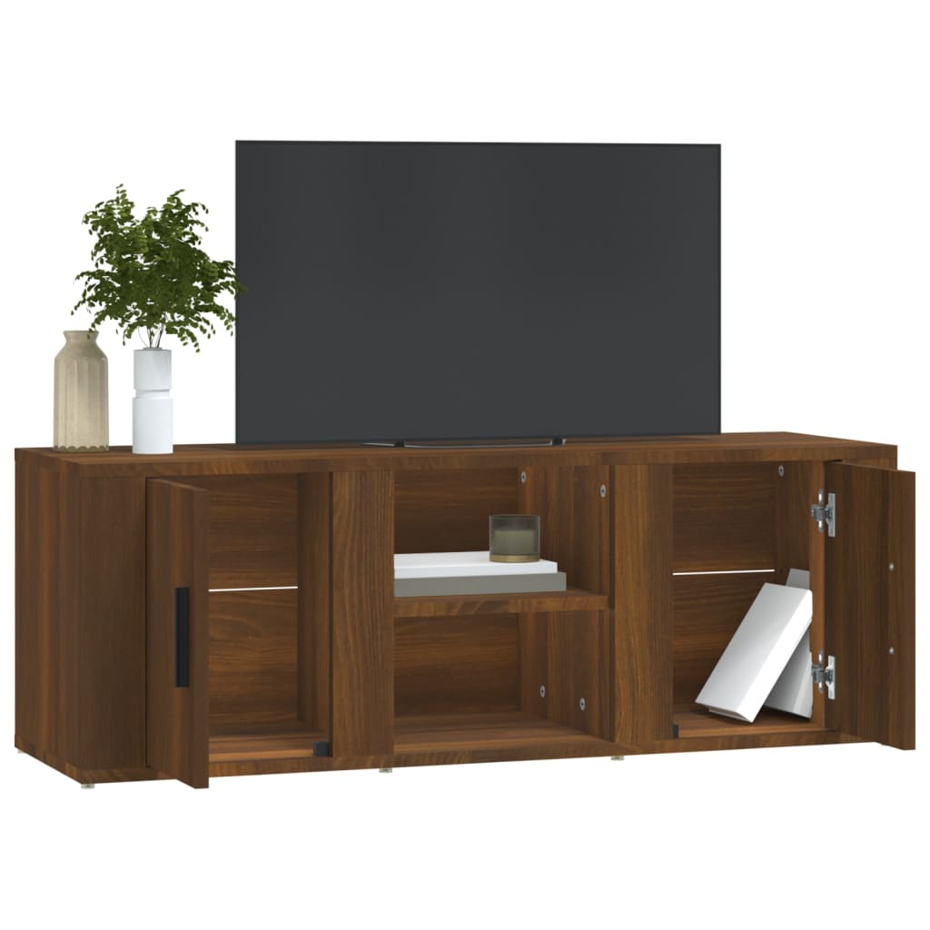 TV-taso ruskea tammi 100x31,5x35 cm tekninen puu - Sisustajankoti.fi