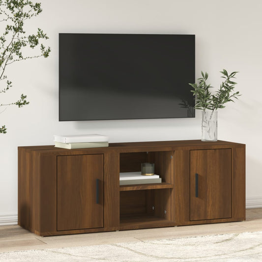 TV-taso ruskea tammi 100x31,5x35 cm tekninen puu - Sisustajankoti.fi