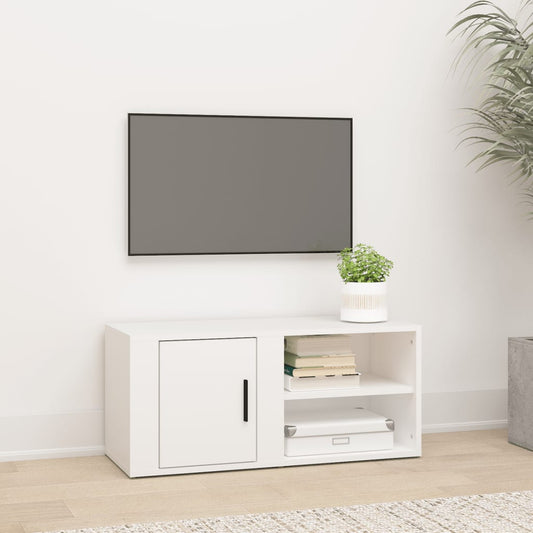 TV-taso valkoinen 80x31,5x36 cm tekninen puu - Sisustajankoti.fi
