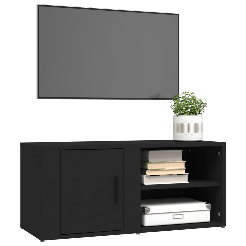 TV-taso musta 80x31,5x36 cm tekninen puu - Sisustajankoti.fi