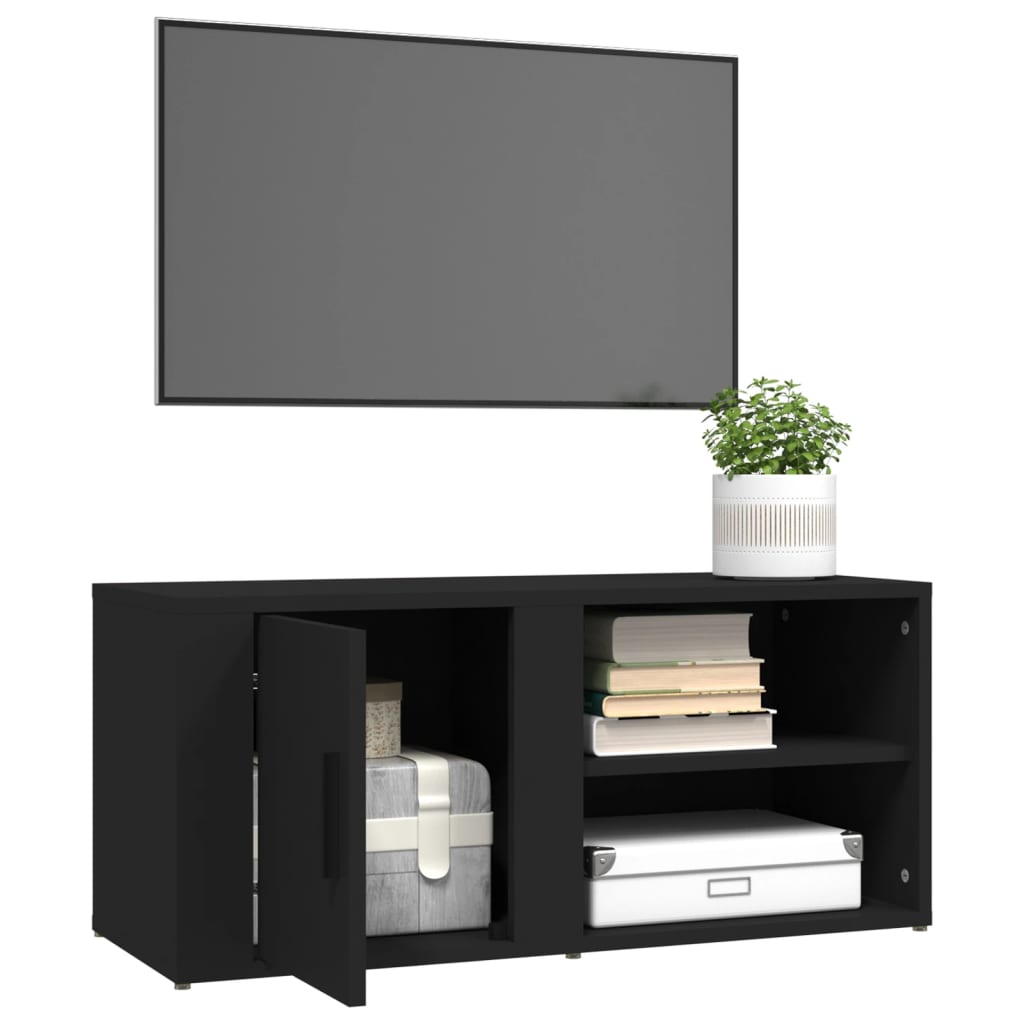 TV-taso musta 80x31,5x36 cm tekninen puu - Sisustajankoti.fi