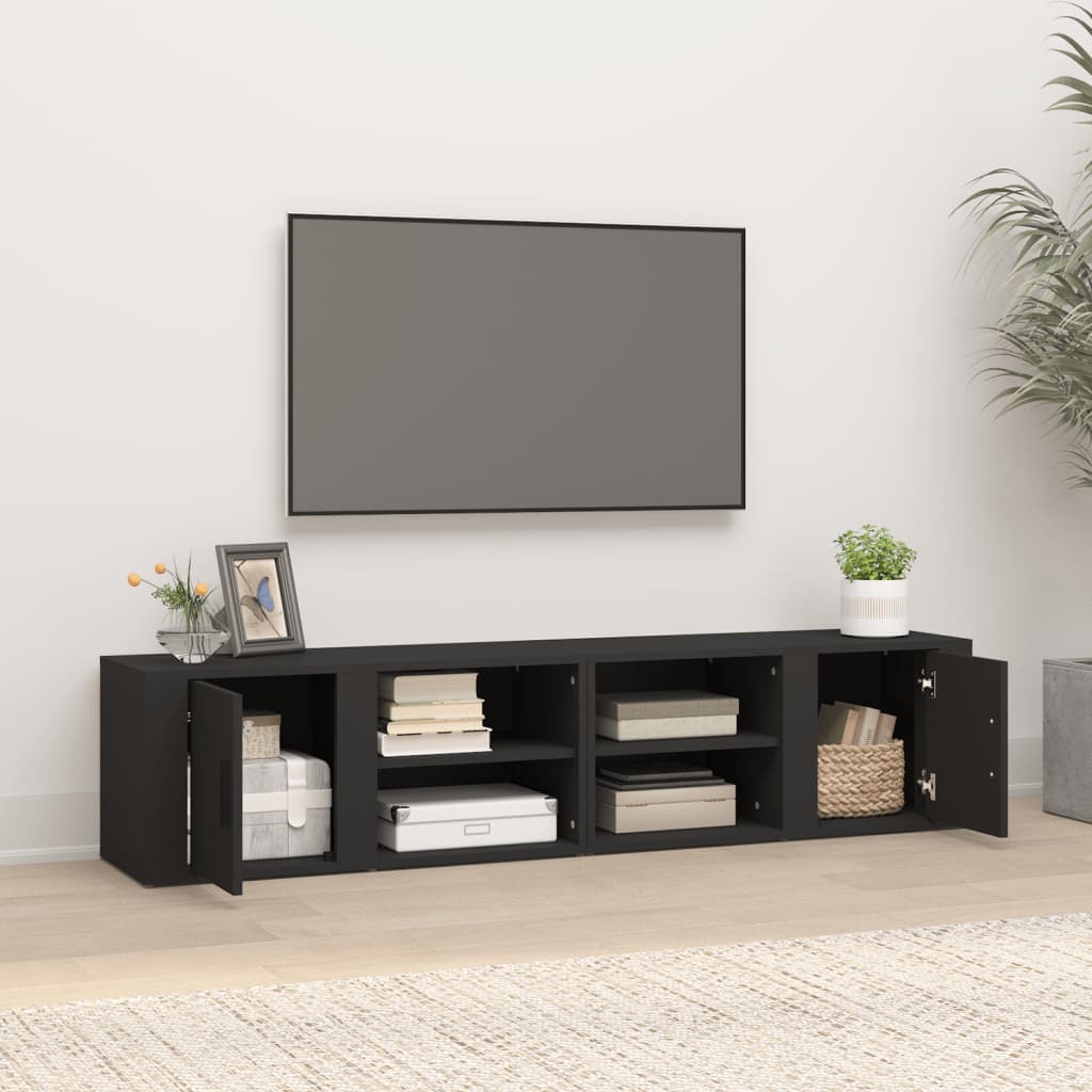 Seinäkaapit 2 kpl musta 80x31,5x36 cm tekninen puu - Sisustajankoti.fi