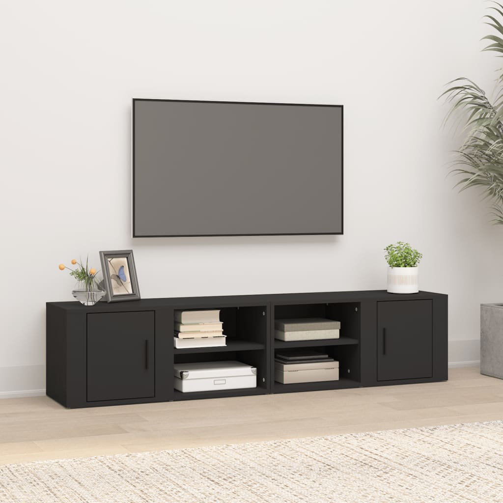 Seinäkaapit 2 kpl musta 80x31,5x36 cm tekninen puu - Sisustajankoti.fi